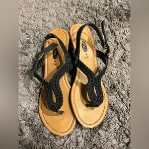 Rue21 Black Strapped Wedged Sandals